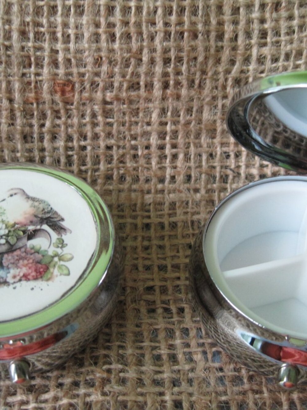 Dove with Flowers Themed Three Compartment Pill Box